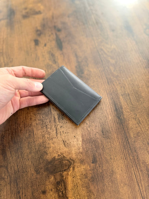 The Emrys: Slim Minimal Refined Leather Bifold Wallet (Black) - Atelier Evighet - Wallet