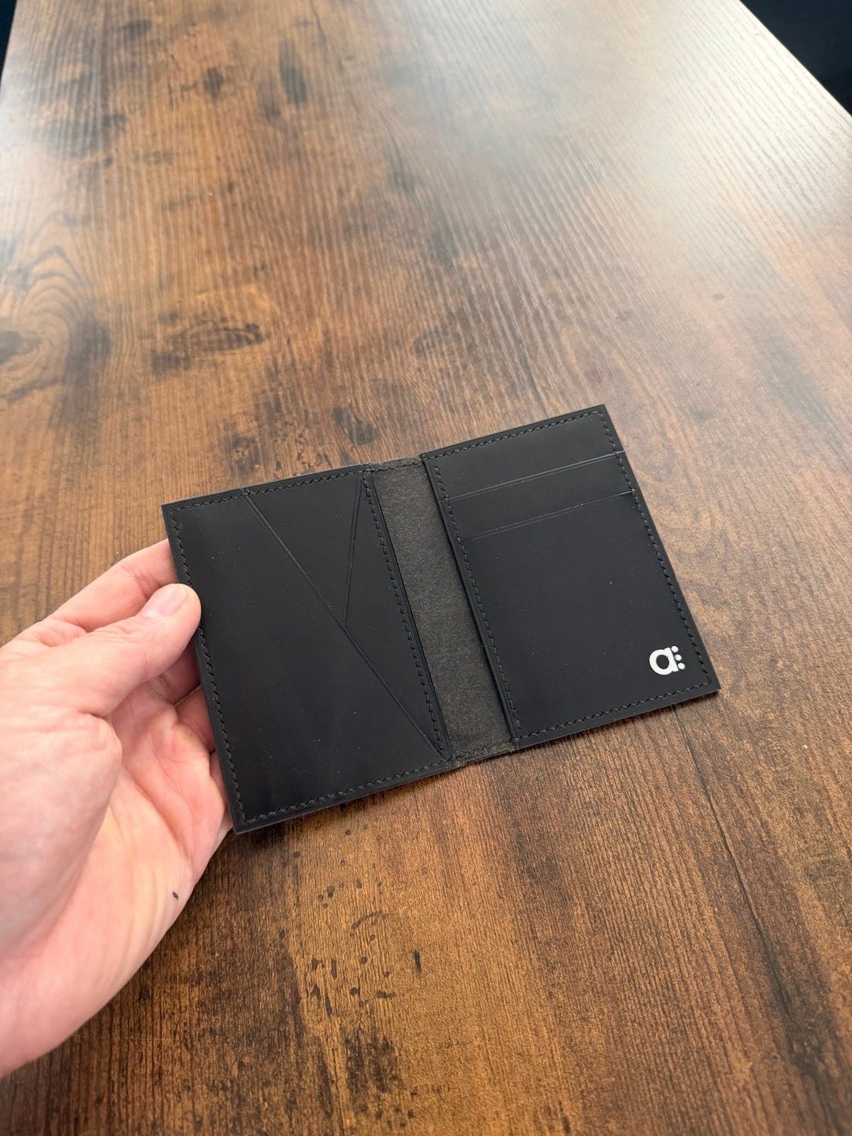 The Emrys: Slim Minimal Refined Leather Bifold Wallet (Black) - Atelier Evighet - Wallet