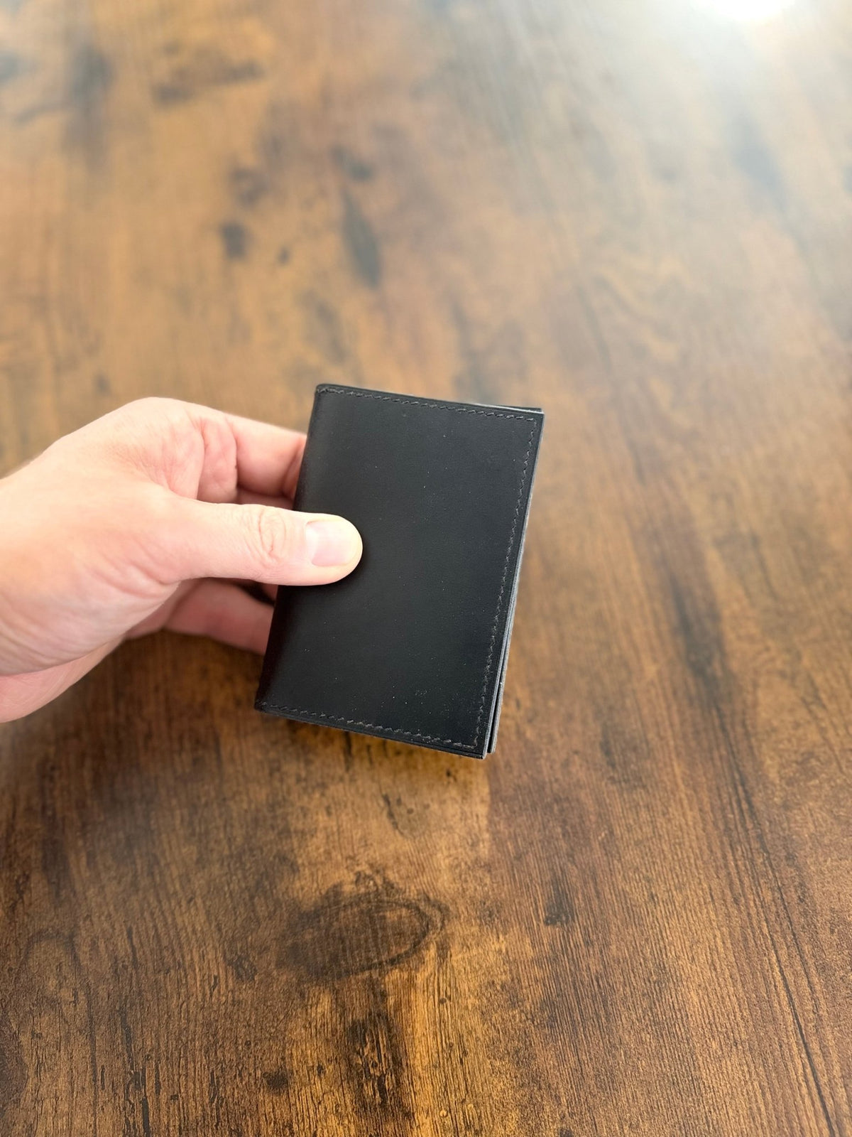 The Emrys: Slim Minimal Refined Leather Bifold Wallet (Black) - Atelier Evighet - Wallet