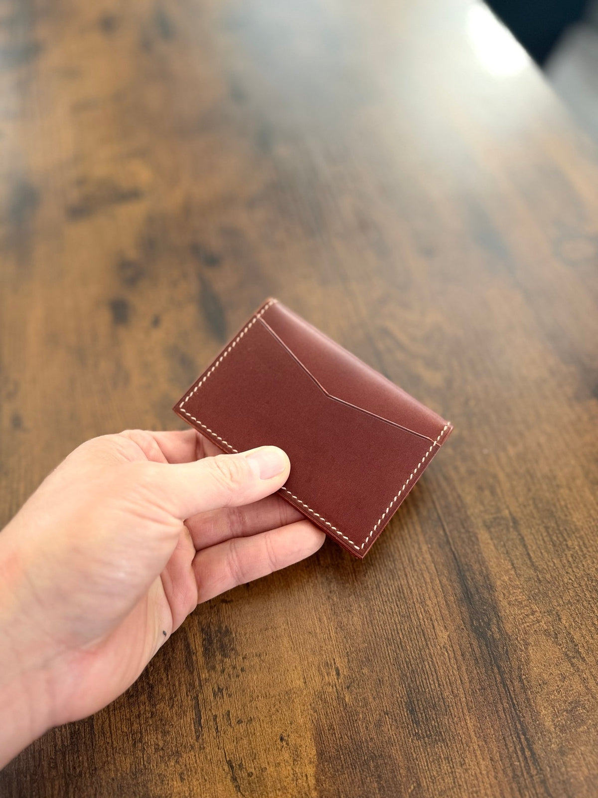 The Emrys: Slim Minimal Refined Leather Bifold Wallet (Mahogany) - Atelier Evighet - Wallet