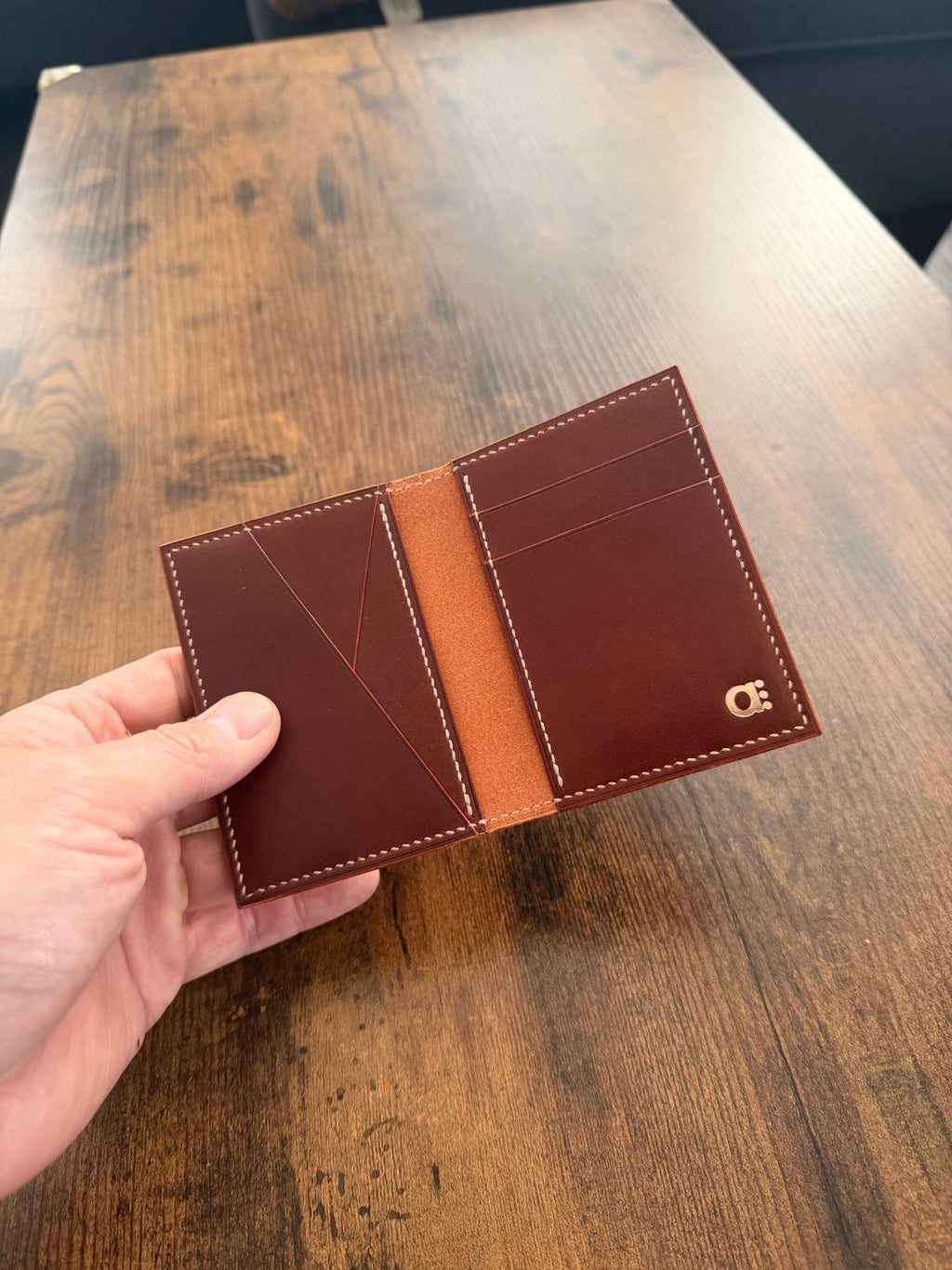 The Emrys: Slim Minimal Refined Leather Bifold Wallet (Mahogany) - Atelier Evighet - Wallet