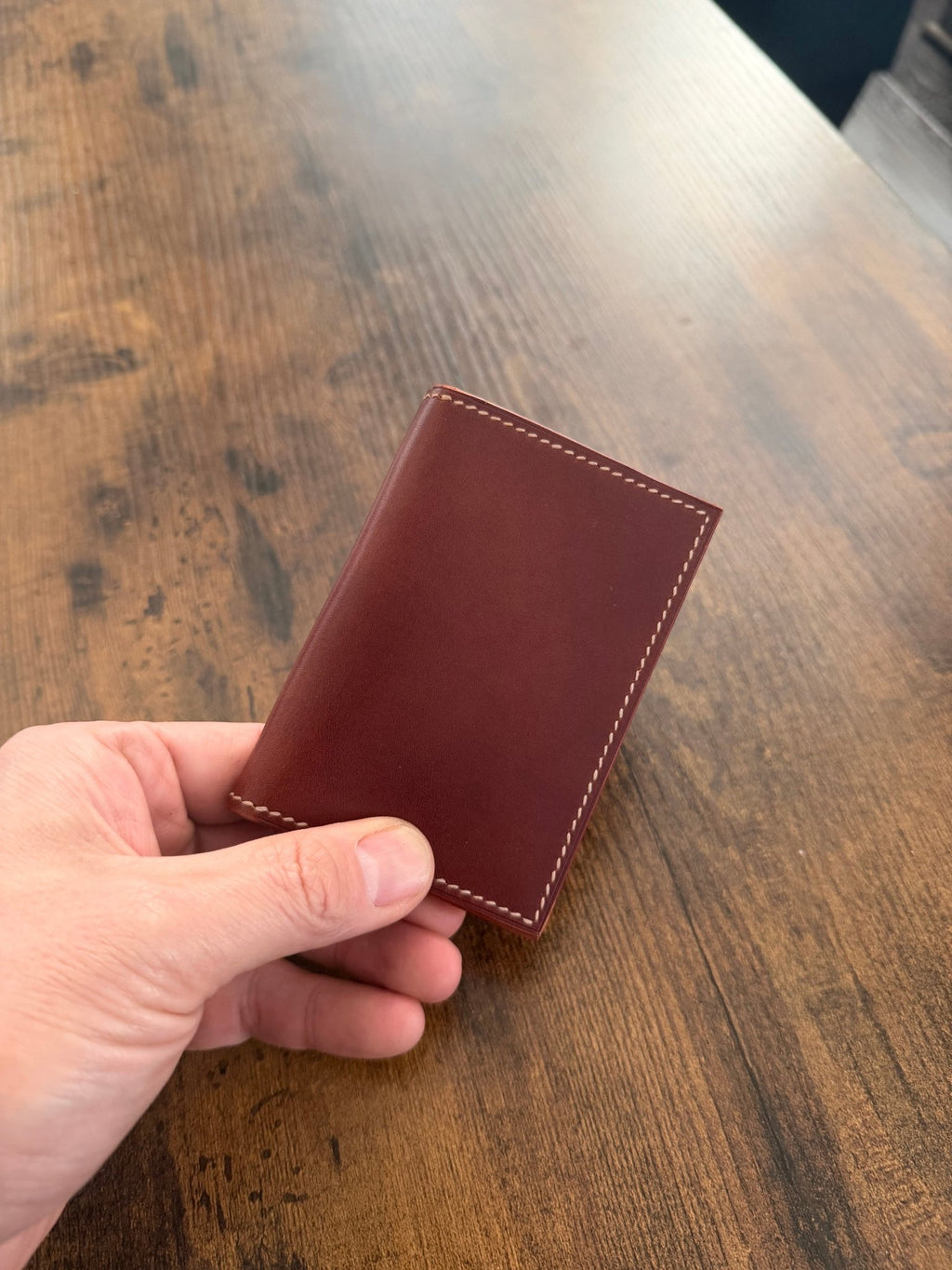 The Emrys: Slim Minimal Refined Leather Bifold Wallet (Mahogany) - Atelier Evighet - Wallet