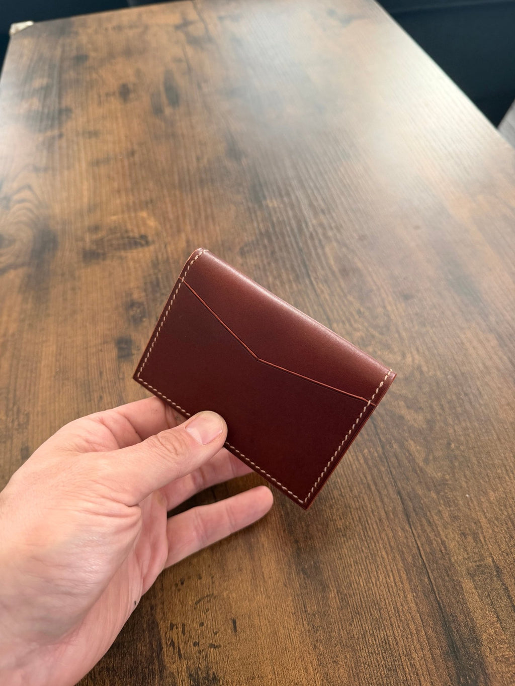 The Emrys: Slim Minimal Refined Leather Bifold Wallet (Mahogany) - Atelier Evighet - Wallet