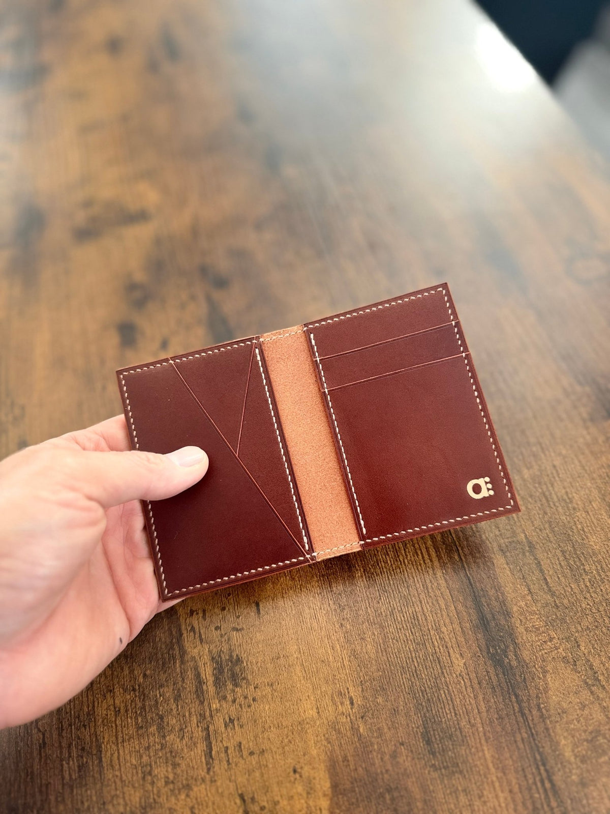 The Emrys: Slim Minimal Refined Leather Bifold Wallet (Mahogany) - Atelier Evighet - Wallet