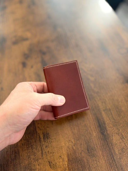 The Emrys: Slim Minimal Refined Leather Bifold Wallet (Mahogany) - Atelier Evighet - Wallet